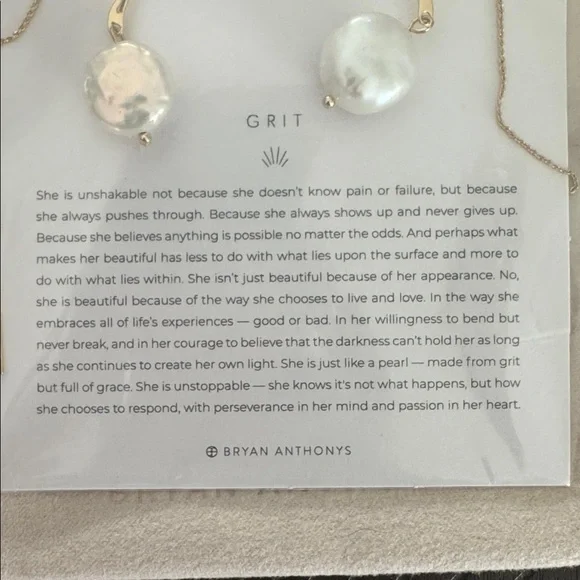 Gold Bryan Anthony Drop Earrings with Pearl - Picture 3 of 3